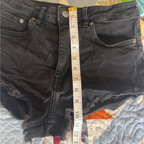 H&M Black Denim Micro Mini Shorts Distressed Y2K Gyaru McBling 2000s - Picture 4 of 5